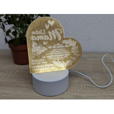 Новий LED-нічник у формі серця з персоналізованим гравіюванням для мами